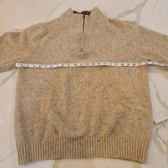 Lands End Womens Wool 1/4 Zip Long Sleeve Pullover Knit Sweater Tan Size Large - Picture 5 of 8